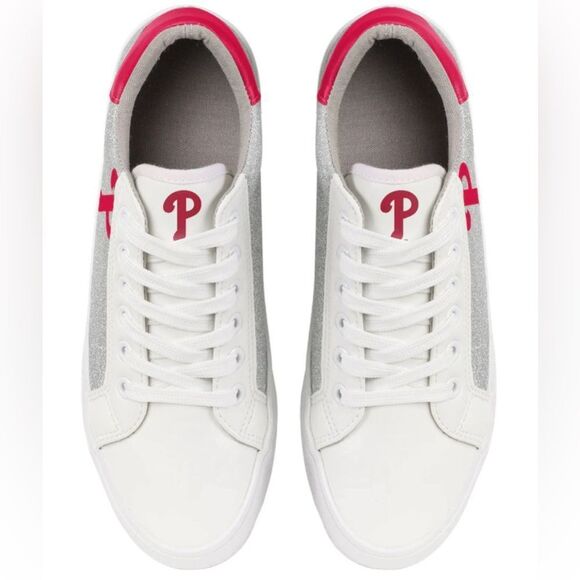 NWOB MLB Women’s Philadelphia Phillies Logo Glitter Sneakers Tennis Shoes Size 8 - Picture 3 of 10